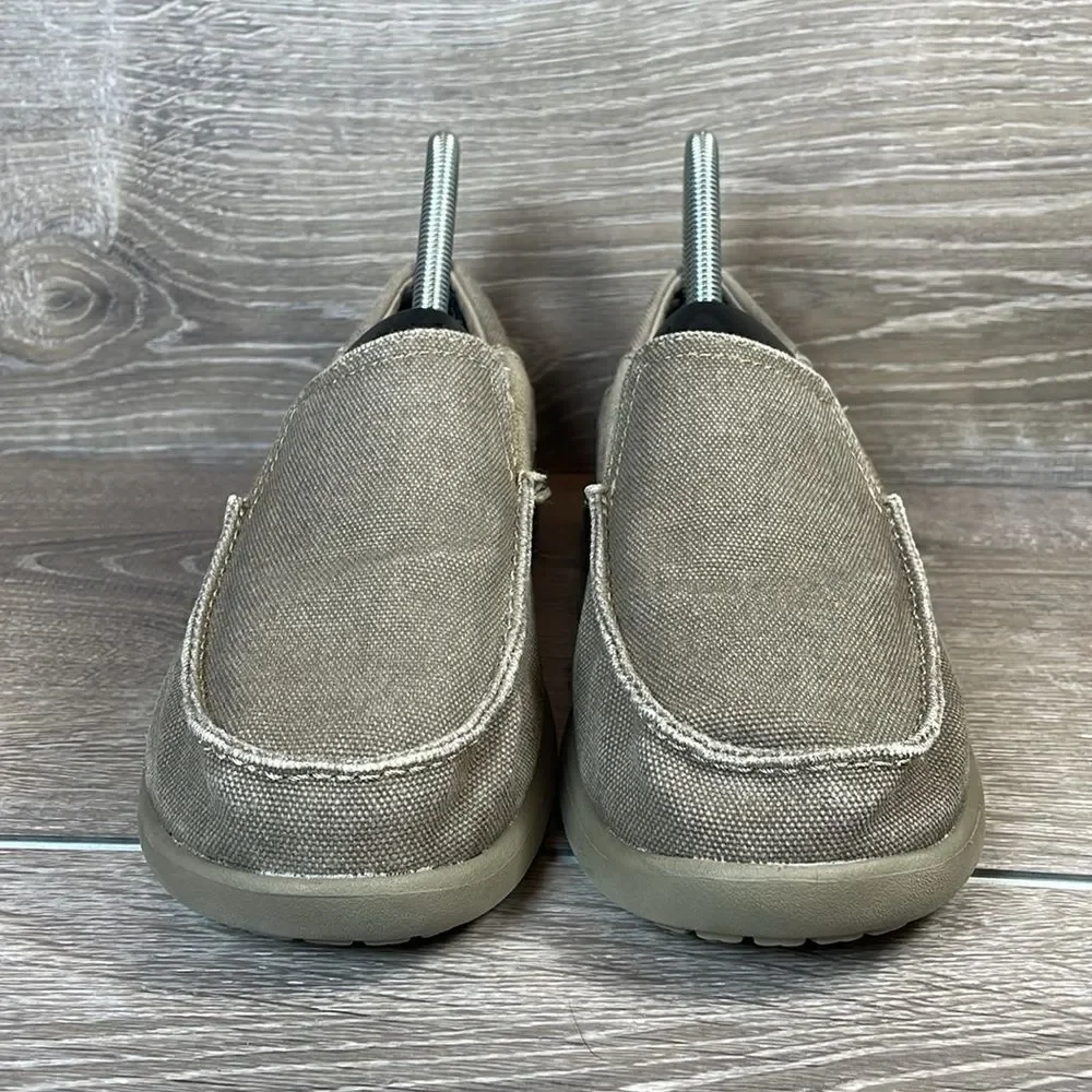 Crocs Santa Cruz II Khaki Canvas Big Boy Size 5 Slip On Loafers